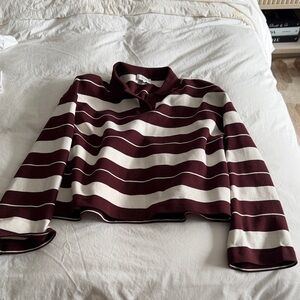 COS Maroon and White Striped Sweatshirt